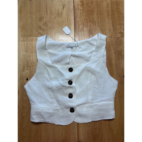 HYFVE Tops - HYFVE Off White Button Up Square Neck Cropped Vest Top Women Size M
